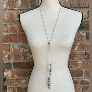 Silver Leaf Lariat Necklace